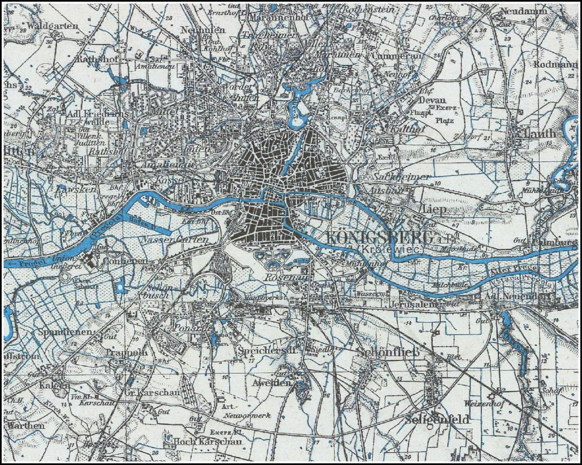 Karte des Königsberger Stadtkreises mit Umland, 1928