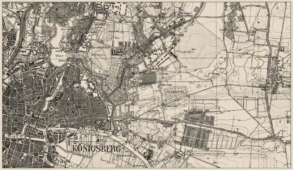 Stadtplan östliches Stadtgebiet von Königsberg, 1937