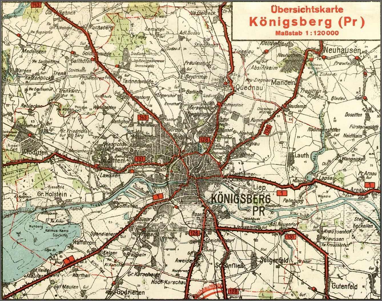 Übersichtskarte Königsberg, 1940
