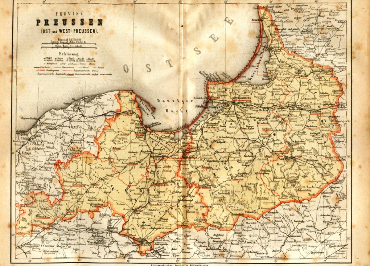 Karte der Provinz Preußen (Ost- u. Westpreußen), 1911